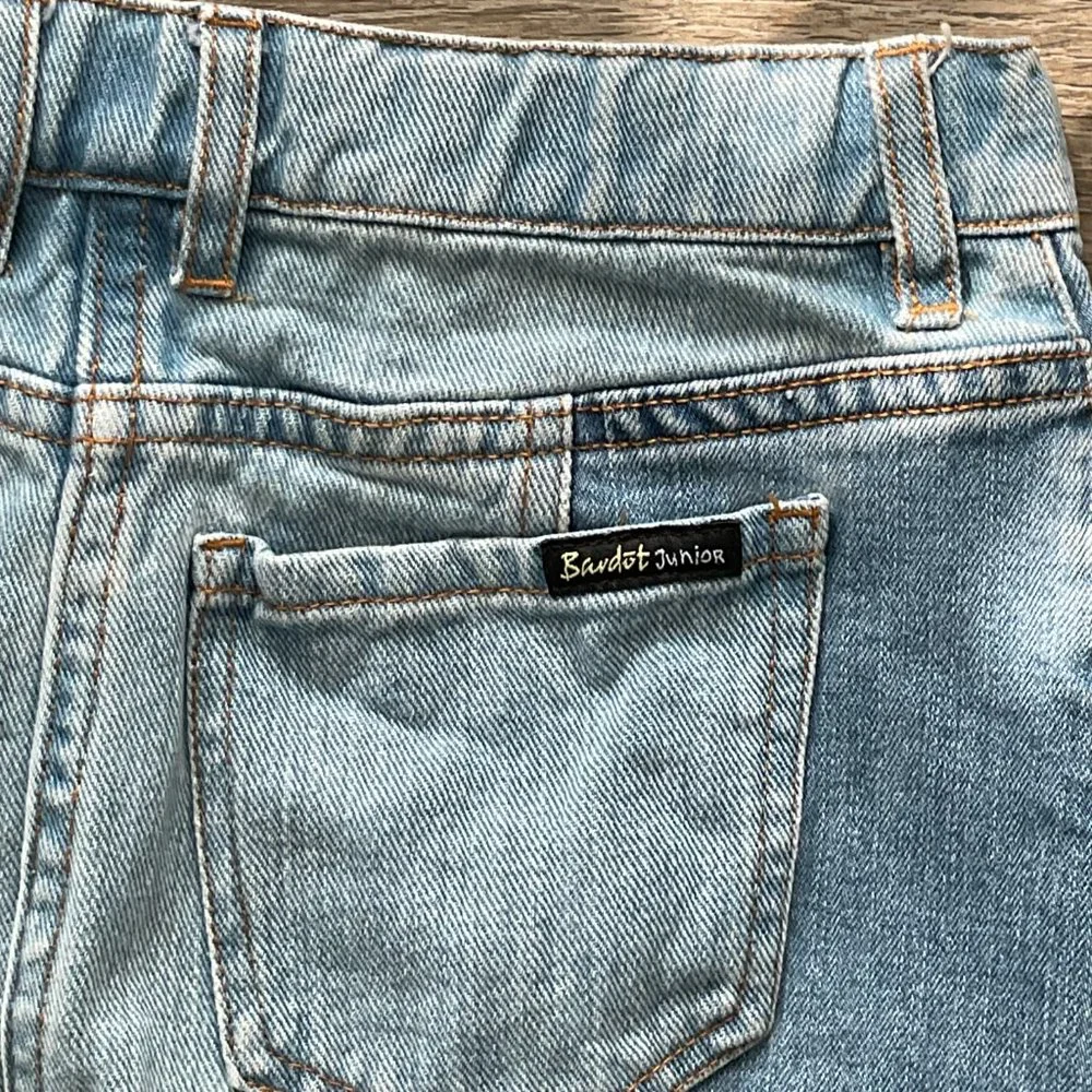 Bardot Junior Denim Skirt Blue Jean Raw Hem Girls Size‎ 14